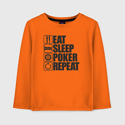 Детский лонгслив Eat, sleep, poker, repeat