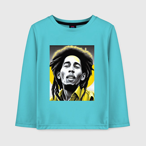 Детский лонгслив Bob Marley Digital Art / Бирюзовый – фото 1