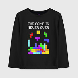 Лонгслив хлопковый детский Tetris - the game is never over, цвет: черный