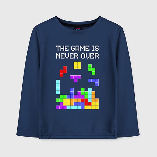 Детский лонгслив Tetris - the game is never over / Тёмно-синий – фото 1