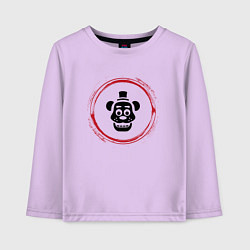 Лонгслив хлопковый детский Символ FNAF и красная краска вокруг, цвет: лаванда
