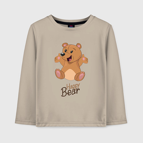 Детский лонгслив Bear happy / Миндальный – фото 1