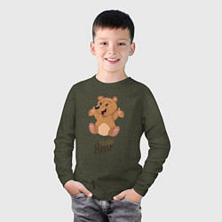 Лонгслив хлопковый детский Bear happy, цвет: меланж-хаки — фото 2