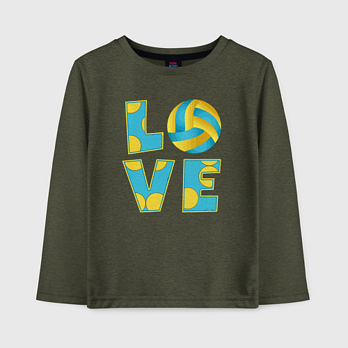 Детский лонгслив Volleyball love / Меланж-хаки – фото 1