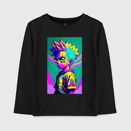 Детский лонгслив Bart Simpson - pop art / Черный – фото 1