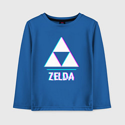 Лонгслив хлопковый детский Zelda в стиле glitch и баги графики, цвет: синий