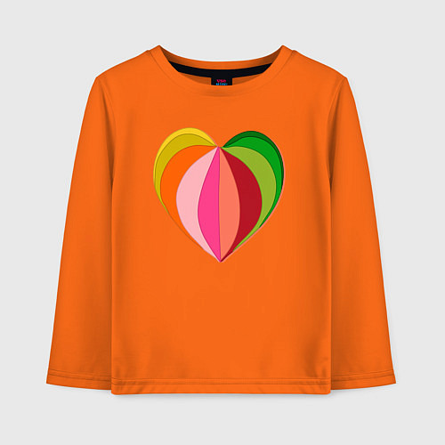 Детский лонгслив Цветное сердечко / Оранжевый – фото 1