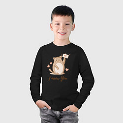 Лонгслив хлопковый детский Котенок I meow you - Я тебя люблю, цвет: черный — фото 2