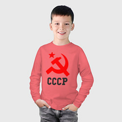 Лонгслив хлопковый детский СССР стиль, цвет: коралловый — фото 2