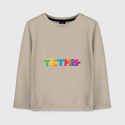 Детский лонгслив Тетрис надпись / Миндальный – фото 1