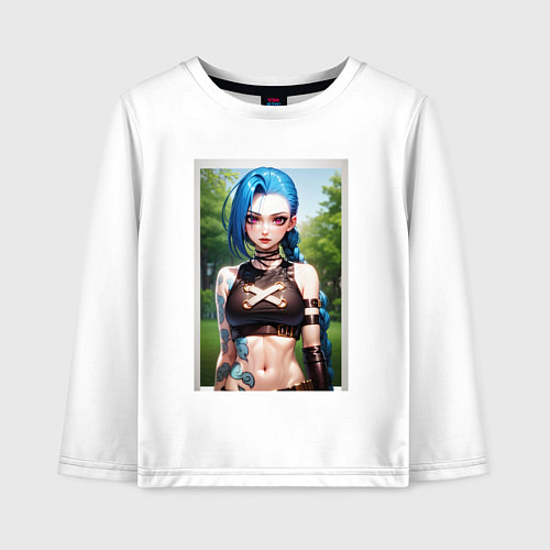 Детский лонгслив Arcane League Of Legends JINX model / Белый – фото 1