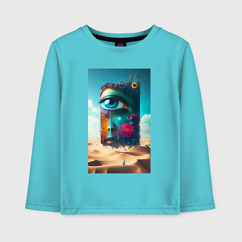 Детский лонгслив Глаз - сюрреализм - нейросеть / Бирюзовый – фото 1