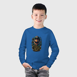 Лонгслив хлопковый детский Марио и биткоин, цвет: синий — фото 2