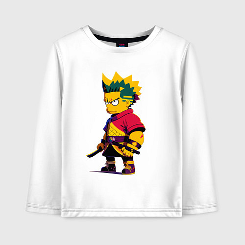 Детский лонгслив Bart Simpson samurai - neural network / Белый – фото 1