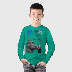 Лонгслив хлопковый детский Мыслитель по Дарвину, цвет: зеленый — фото 2