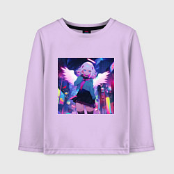 Детский лонгслив Милая аниме девушка-ангел с белыми волосами