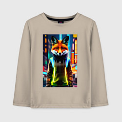 Детский лонгслив Модная лисичка в ночном городе