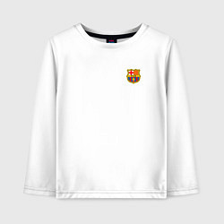 Лонгслив хлопковый детский ФК Барселона эмблема, цвет: белый