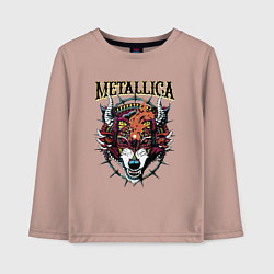 Лонгслив хлопковый детский Metallica - wolfs muzzle - thrash metal, цвет: пыльно-розовый
