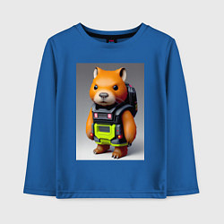 Лонгслив хлопковый детский Baby capybara - cyberpunk - neural network, цвет: синий