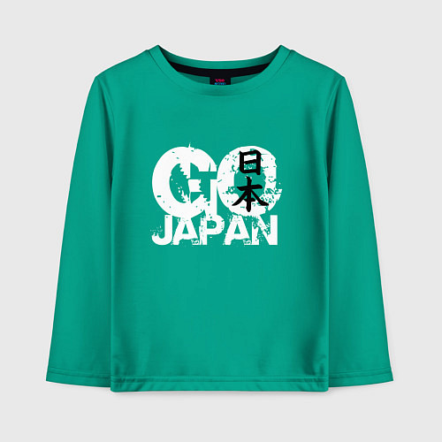 Детский лонгслив Go Japan - motto / Зеленый – фото 1