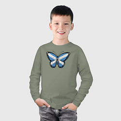 Лонгслив хлопковый детский Шотландия бабочка, цвет: авокадо — фото 2