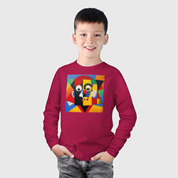 Лонгслив хлопковый детский Пикассо арт, цвет: маджента — фото 2