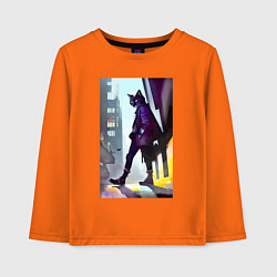 Лонгслив хлопковый детский Чёрный котяра на своём районе - Бронкс, цвет: оранжевый