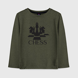 Лонгслив хлопковый детский Chess play, цвет: меланж-хаки