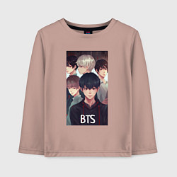 Лонгслив хлопковый детский Bts рисунок, цвет: пыльно-розовый