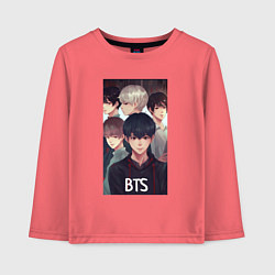 Лонгслив хлопковый детский Bts рисунок, цвет: коралловый