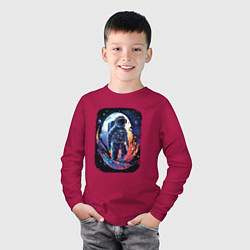 Лонгслив хлопковый детский Космический Исследователь, цвет: маджента — фото 2