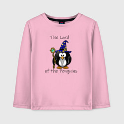 Лонгслив хлопковый детский Властелин пингвинов, цвет: светло-розовый