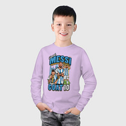 Лонгслив хлопковый детский Лионель Месси Аргентина 10, цвет: лаванда — фото 2