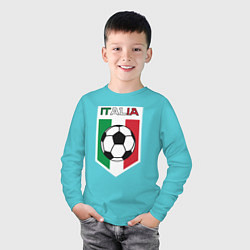 Лонгслив хлопковый детский Футбол Италии, цвет: бирюзовый — фото 2