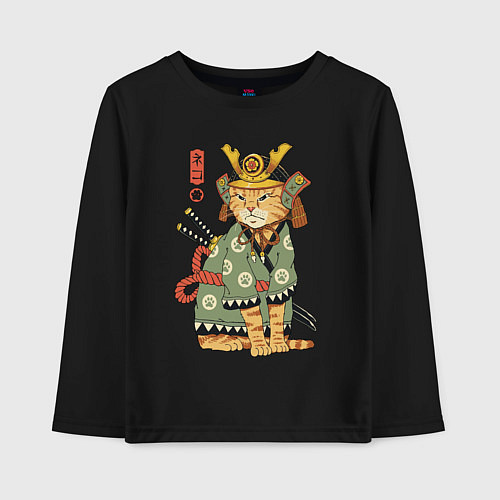 Детский лонгслив Samurai battle cat / Черный – фото 1