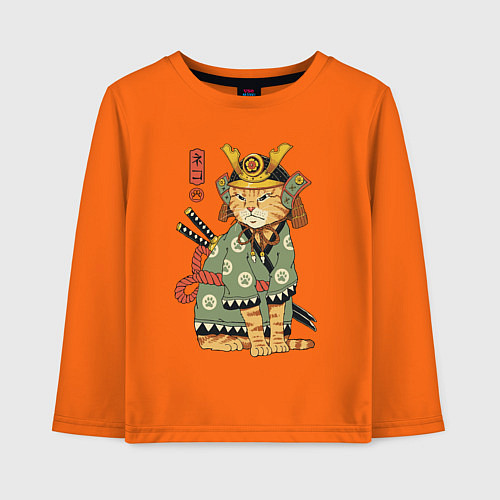 Детский лонгслив Samurai battle cat / Оранжевый – фото 1