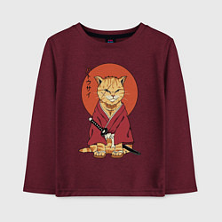 Лонгслив хлопковый детский Samurai kimono cat, цвет: меланж-бордовый