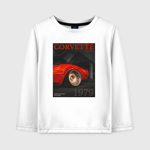 Детский лонгслив Обложка журнала Chevrolet Corvette C3 / Белый – фото 1