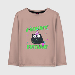 Детский лонгслив Funny Birthday веселого дня рождения и сова в колп