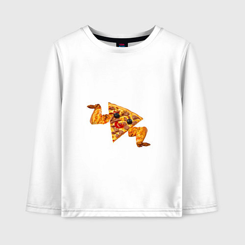 Детский лонгслив Пицца с куринными крылышками / Белый – фото 1