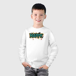 Лонгслив хлопковый детский Happy mood, цвет: белый — фото 2