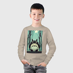 Лонгслив хлопковый детский Хранитель леса Тоторо, цвет: миндальный — фото 2