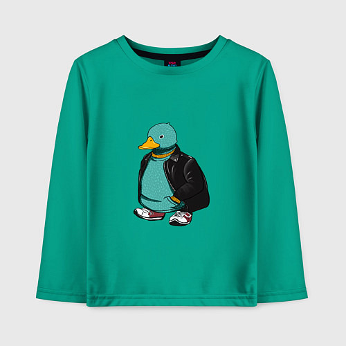 Детский лонгслив Уточка в курточке / Зеленый – фото 1