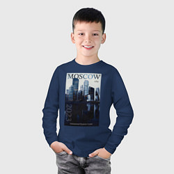 Лонгслив хлопковый детский Moscow city обложка журнала, цвет: тёмно-синий — фото 2