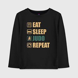 Лонгслив хлопковый детский Eat sleep judo, цвет: черный