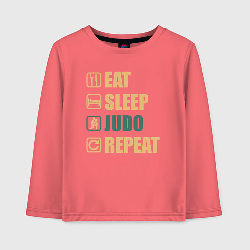 Детский лонгслив Eat sleep judo / Коралловый – фото 1