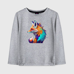 Лонгслив хлопковый детский Красочная Лисичка - нейросеть, цвет: меланж