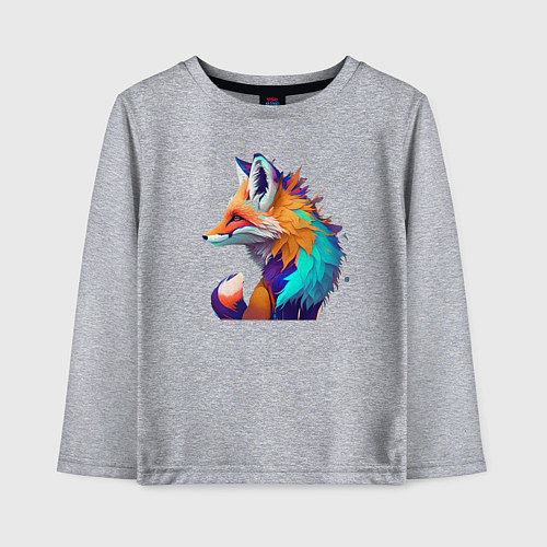 Детский лонгслив Красочная Лисичка - нейросеть / Меланж – фото 1