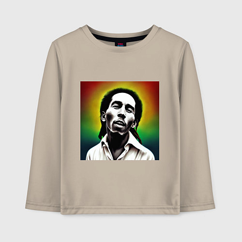 Детский лонгслив Боб Марли в традиционном триколоре / Миндальный – фото 1